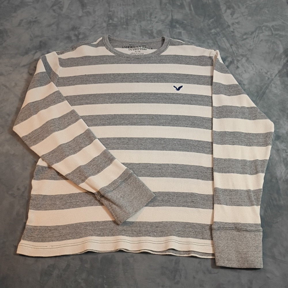 American Eagle Outfitters Mens XL Vintage Fit Striped Thermal Waffle Knit Shirt